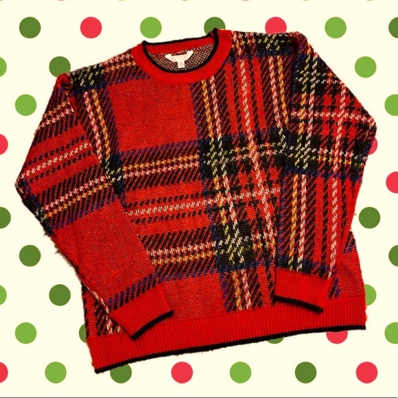 Sweaters - Plaid Red Sweater NWT Large 12-14